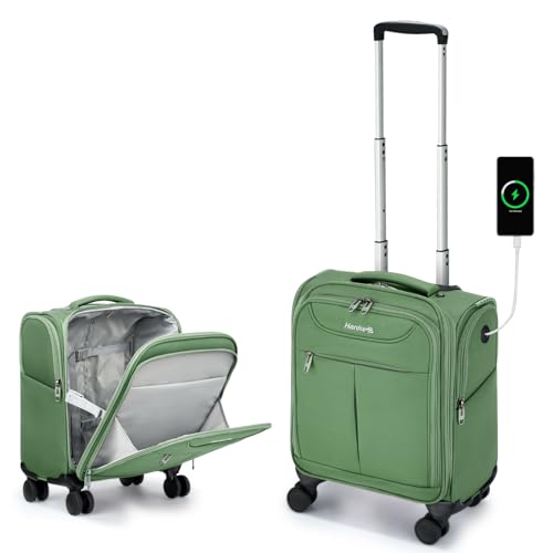 [Hanke] キャリーバッグ 機内持ち込み 静音 4輪 上開き 容量25L スーツケース ss Miniサイズ 14型PC対応 1～2泊 ビジネス 小型 (フォレストグリーン)