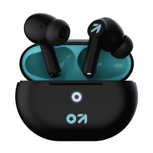 GOBOULT W40 TWS with Zen Quad Mic ENC, 48Hr Playtime,13mm Large Drivers, 45ms Low Latency Gaming, 5.3v Bluetooth Calling, Fast Charging, Health Monitoring (Electric Black)