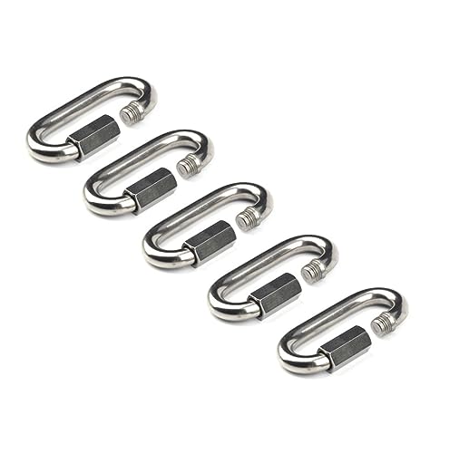 AstarFavor 15 Stück Edelstahl Schraubverbinder M5, Edelstahl kettenglied,Schraubkarabiner Kettenverbinder Edelstahl Karabiner für Drahtseil, Camping,Wandern
