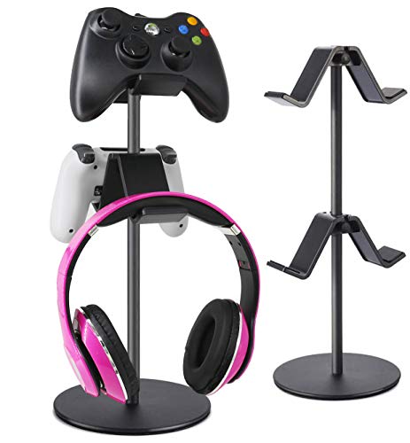 ゲームコントローラー収納ラック 優雅独自の対称設計 コントローラー スタンド 置いたまま充電可能 卓上 ヘッドホンスタンド 組み立て簡単 4つまで配置でき(ウィズダム ブラック） 約W16XD16XH38cm