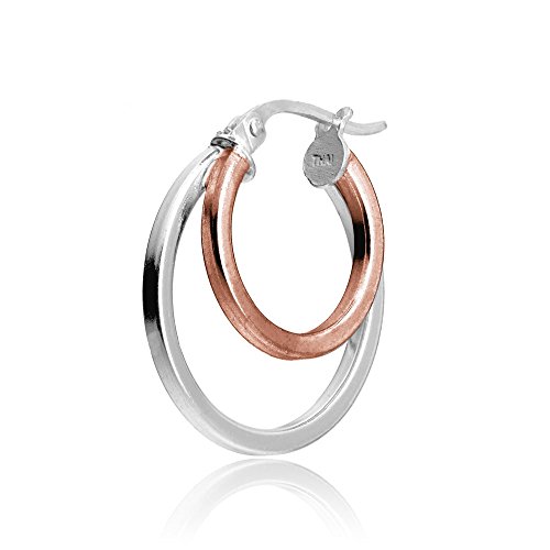 Hoops & Loops Two-Tone Rose Gold Sterling Silver Hoops #TOP18