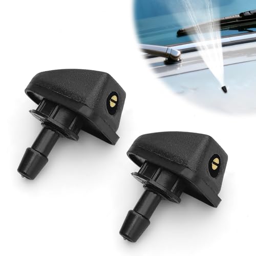 2 PCS Car Windshield Washer, Single Hole Adjustable Fan-Shaped Kit, Automotive Wiper Nozzles, Sprayer Head Replacement Parts, Universal for Most Cars, Trucks (Black)