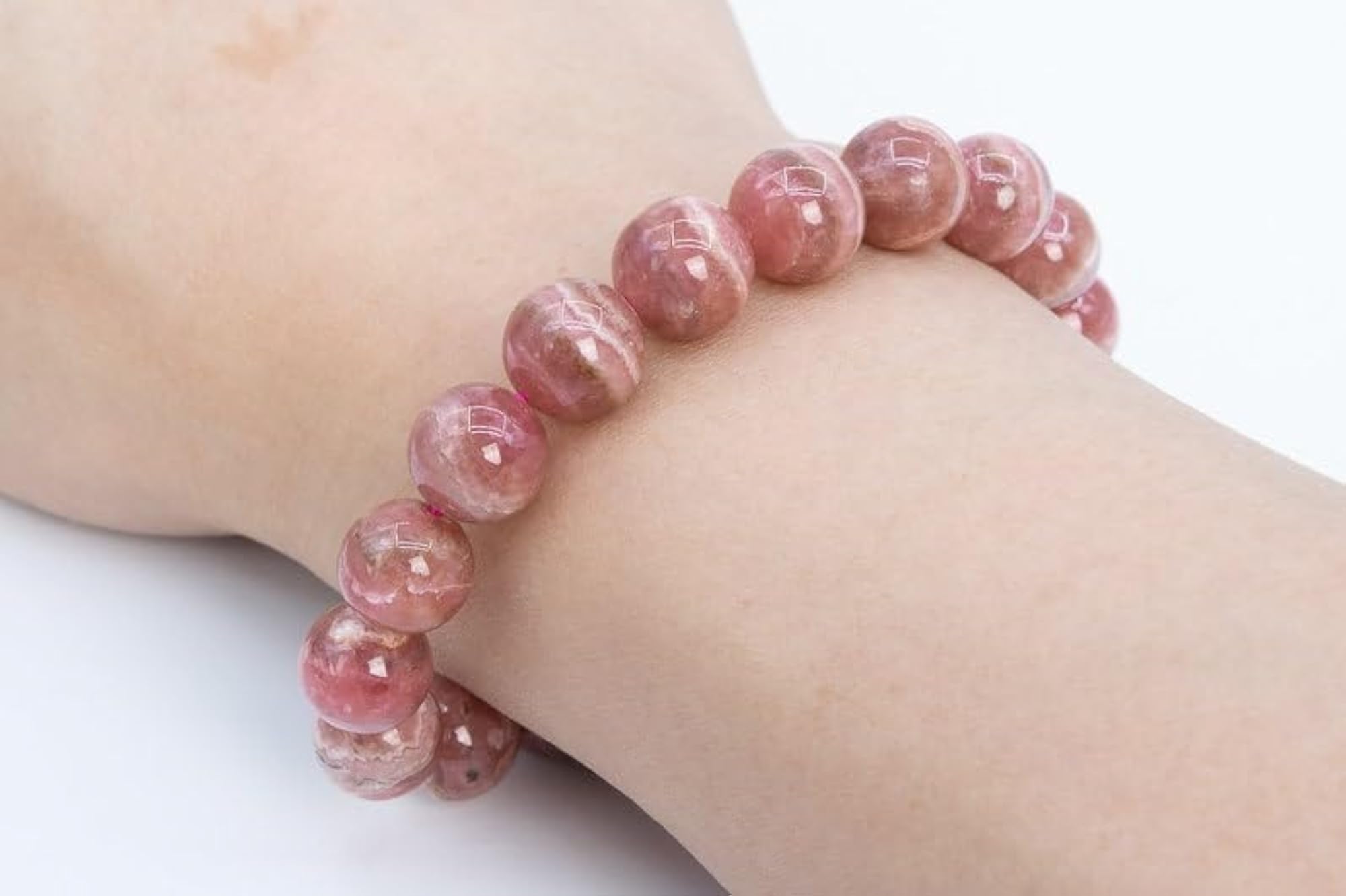 Unisex Natural Rhodochrosite Beads Stretchable Bracelet