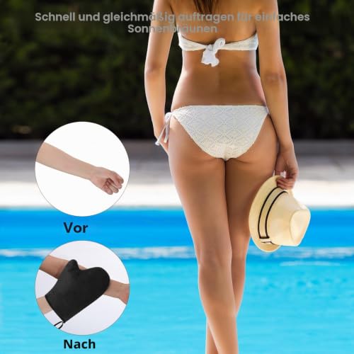 2 Selbstbräuner Handschuhe, Doppelseitig, Schwarz, mit Mini-Handschuh – Ansicht 6
