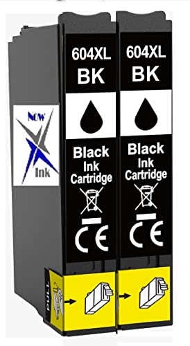 Now Ink Ltd Pineapple 604 XL 2 BLACK Ink Cartridges Replacement for 604XL Compatible for Epson 604XL WF-2910DWF/ WF-2930DWF/ WF-2935DWF/ WF-2950DWF