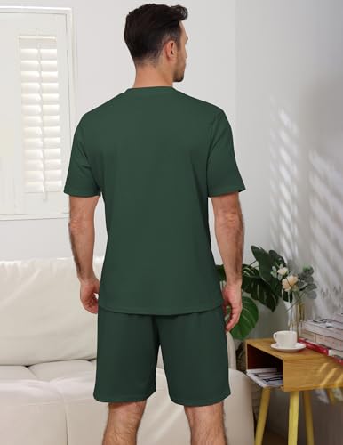 Image of JiniGolla Mens Pajamas Set Soft Short Sleeve Top and Pant Loungewear Sets 2 Piece Pjs with Pockets