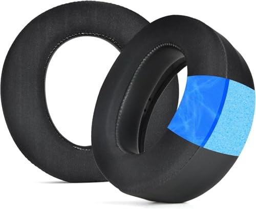 Sony PS5 Pulse Elite - Almohadillas de repuesto de espuma viscoelástica de relleno profundo con gel de refrigeración, cuero vegano, revestimiento de tela de seda suave (negro)