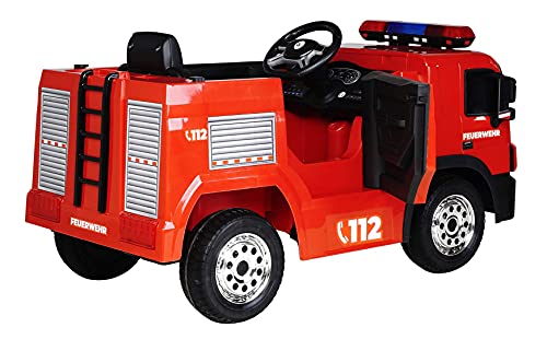 Actionbikes Motors Kinder Elektroauto Feuerwehr SX1818 | 2,4 Ghz Fernbedienung - 2X 12 Volt 35 Watt Motor - Sirene - Blaulicht - Eva-Vollgummireifen - Für Kinder von 3-7 Jahren (Feuerwehr SX1818) – Bild 3