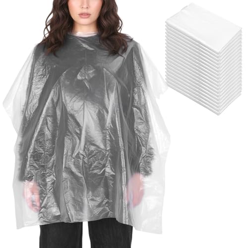 Ckhoid 100PCS Disposable Salon Capes, 47×35 inch Waterproof Hair Cutting Capes, Plastic Barber Capes for Hairs Stylist, Hair Dye Coloring Apron Shawl...