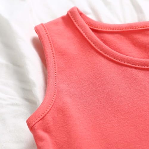 Lmdudan Girls Party Dress Ruffle Formal Dresses Kids Casual Beach Sundress 2025 Summer Sleeveless Crewneck Dresses 2-13 Y3