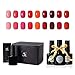 9 Couleurs Set Vernis à Ongles en Gel avec Base et Top Coat et Top Coat Mat Semi Permanent LED UV pour Manucure Salon, Rose - Cramoisi - Rouge - Corail - Orange-rouge
