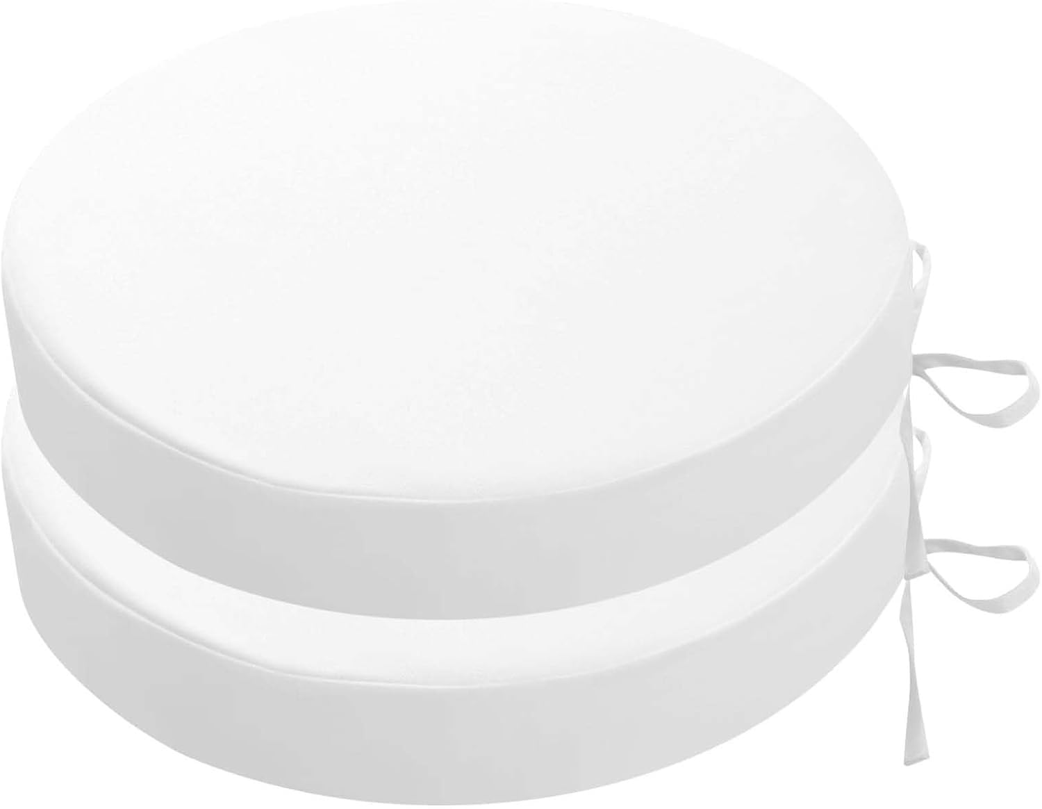 RTSFKFS Round Bistro Chair Cushions Set Of 2, Waterproof Patio Seat Pad With Ties And Removable Covers For Outdoor Furniture(White,40x5cm 2pcs)