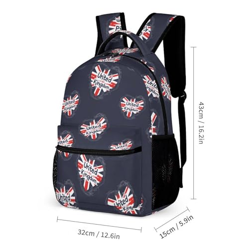 I Love United Kingdom Funny Backpack Set with Lunch Bag And Pencil Case Lightweight Bags Sets2