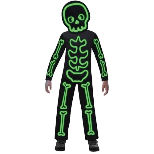 amscan 9907098 – Déguisement squelette phosphorescent et masque pour enfants de 4 à 6 ans