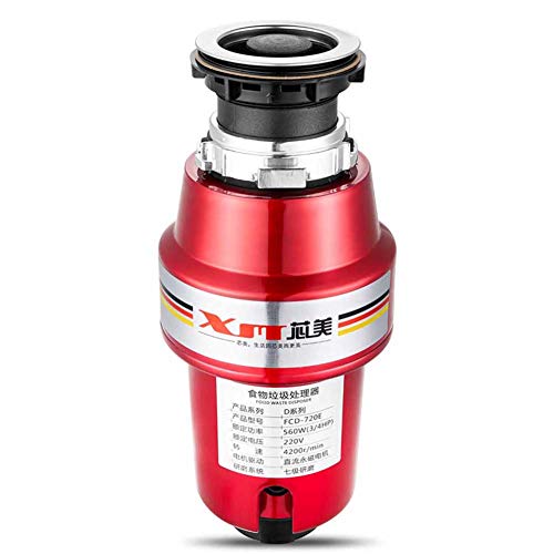 XUNMAIFXI Durable Efficient Waste Disposal Food Waste Disposer,Garbage Disposal Built-In Air Switch,over load protection Home, red