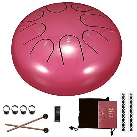 Steel Tongue Drum 6 Inche 8 Notes Percussion Instrument Hand Pan Drum Kit with Mallets, Drumsticks,Tutorial Book, Carrying Bag, for Adults Yoga Practice,Meditation Cover