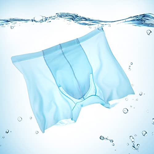 Men Ice Silk Boxer Briefs with Bulge Pouch Black Breathable Underwear Cool Ultra-thin Stretch Boxers3
