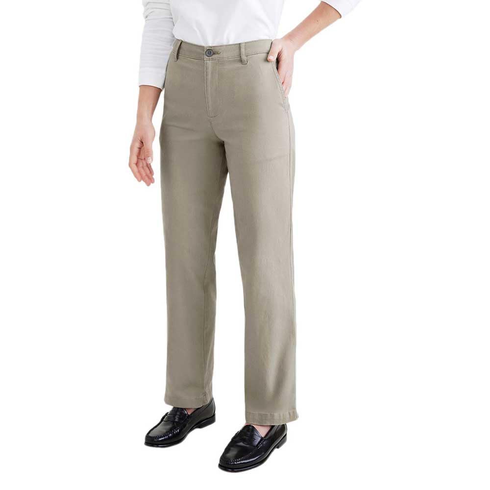 Original Khaki High Straight Fit Pantolon Klasik Pantolon Kadın