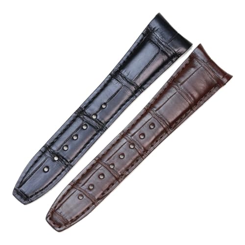 Correa de cuero para reloj Classics compatible con Frederique Constant de piel de cocodrilo marrón 4