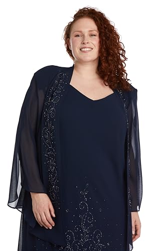 R&M Richards Womens Plus Chiffon Beaded Dress with Jacket2
