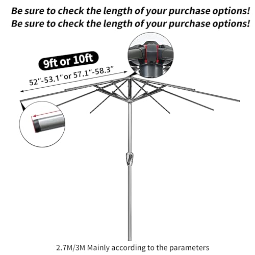 ZIAERKOR Replacement Parasol canopy for 10ft 8 ribs, Patio parasol 10 ft Replacement Canopy, Outdoor replacement parasol cover surface polyester UV blocking (Beige, 10ft/8 ribs)