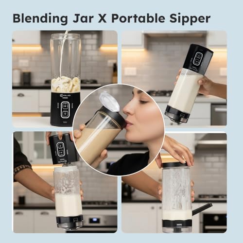 Image of Kilig Vortex Next Portable Blender, 3-Modes, 700ml Convertible Jar, 6-Blades, Detachable Design, USB-C Charging, Ideal for Gym, Home, Kitchen & Office, 380W, Black