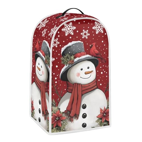 Image of Talayituse Cardinal Snowman Print Blender Dust Cover, Fingerprint Protection Cover for Stand Mixer or Coffee Machine, Home Kitchen Appliance Covers for Stain Dust Resistant Supplies Christmas Decor