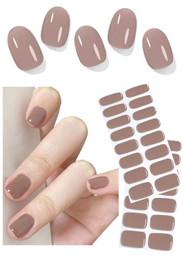 Wahrshei UV Pegatinas de Gel Jelly Brown,30 Pcs Semicurado,Adhesivos para Uñas