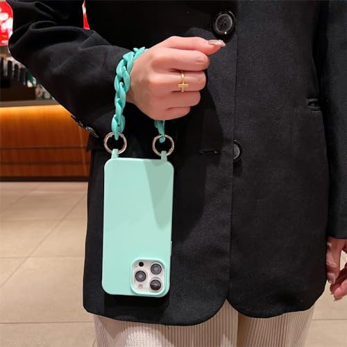 Coque iPhone 13 Mini lanière éviter chutes silicone souple vert