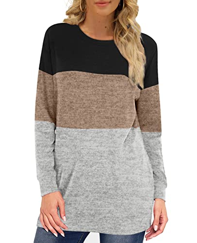 Ofeefan Oversized Sweatshirt For Women Crewneck Loose Fit Womens Blouses Color Block S #TOP1
