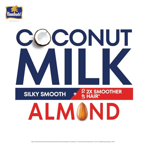 Image of Parachute Advansed Protein Shampoo with Coconut Milk & Almond | Up to 2X smoother hair | Silky smooth | Protein Lock Technology | Paraben free | For Men & Women | 340ml