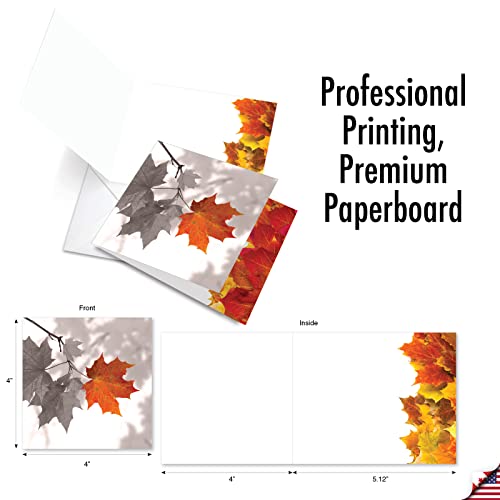 Image of The Best Card Company - 10 Beautiful Note Cards Blank (4 x 5.12 Inch) - Fall and Autumn Season, Boxed Notecard Assortment - Autumn Leaf MQ4629OCB-B1x10