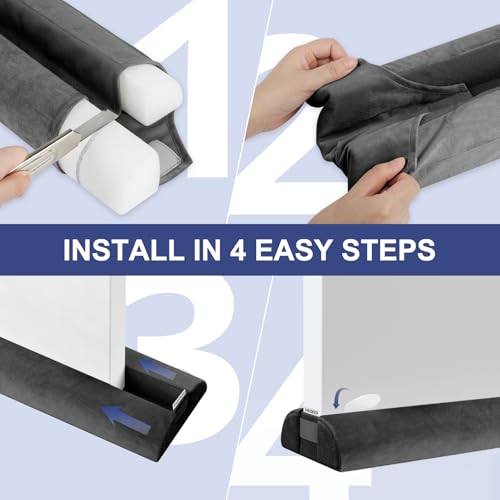 HADOR Door Draft Stopper for Bottom of Door, 30 Inch Under Draft Air Noise Light Blocker 24"- 30" Double Side Triangle Soundproof Sweep Filler Seal Gap up to 1.7" for Patio Sliding Door Guard, Black by HADOR - Image 5