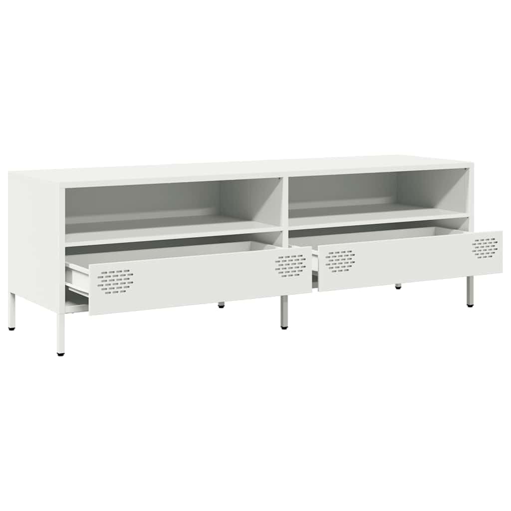 vidaXL Szafka RTV, biała, 135x39x43,5 cm, stal walcowana na zimno
