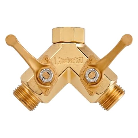 Underhill Garden Y Hose Splitter 2 Way, Heavy Duty Bib Faucet Spigot Connector with Water Shut Off Valves, Metal, 30 GPM, 3/4-Inch Thread, A-HB2HF Cover