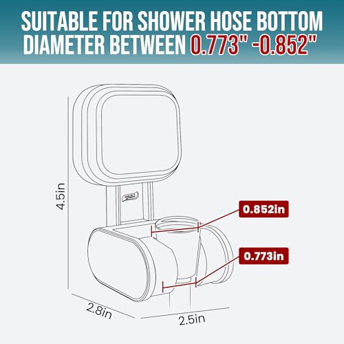 Image of TAILI Shower Head Holder Suction Cup, Adjustable Height & Angle, Wall Mounted, Waterproof, White, Plastic, Square, Bathroom & Shower Fixture