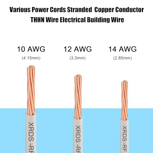 Image of 12AWG THHN Electrical Wire 25FT - Stranded Bare Copper Conductor with PVC and Nylon Insulation, Heat and Oil Resistant Cable for Indoor & Outdoor Wiring