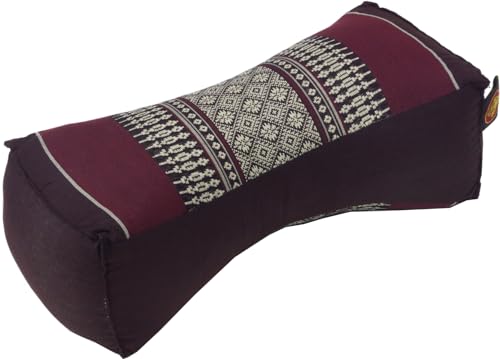 GURU SHOP Nackenkissen, Nackenstütze Thaikissen Kapok - Dunkelrot/grau, 11x14x32 cm