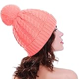★FASHION DESIGN: 100% Acrylic. Double layer knit and cuffed design. ★POM-POM: cute large fur ball detailing at top of the beanie. ★STRETCHY SIZE: stretchy acrylic to fit any size. Hand wash best. ★PLUSH LINING: plush-filled inside to keep head and ea...