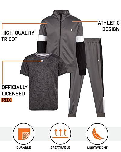 RBX Boys Sweatpants Set - 3 Piece Tricot Boys Joggers T Shirt and Zip Up Kids Sweatshirts Activewear Athletic Sets (8-12)2