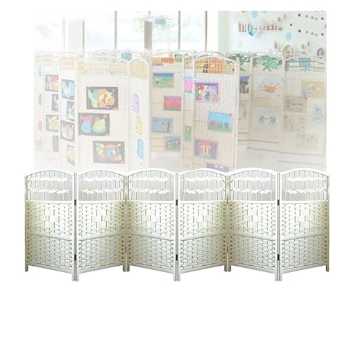 4/5/6パネルショートルームパーティション、ポータブル折りたたみ式スクリーン、自立型装飾仕切り、ホームオフィス幼稚園用(White,50x30cm-6 panels)