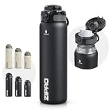 ZIPRO Tazza Termica Acciaio Inox 1000ml Grande Borraccia Isolata con Maniglia Mantiene 12h Caldo 24h Freddo Ermetica Mug da Viaggio Outdoor per Campeggio e Sport - Nero