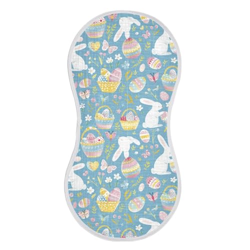 Blue Easter Bunnies Eggs Cotton Baby Muslin Burp Cloths Good Absorbent Baby spit up Rags for boy and Girl Set of 2, 22x11in2