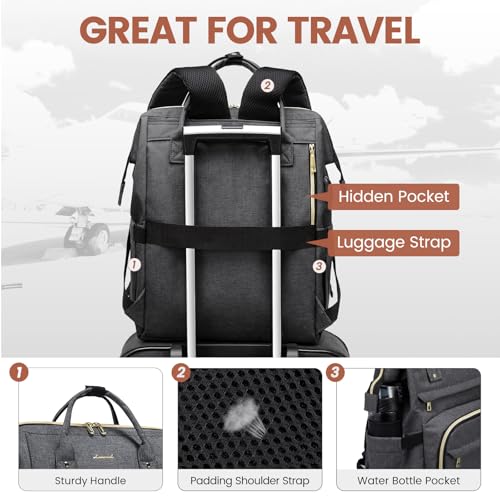 Image of LOVEVOOK Laptop Backpack for Women,17 Inch Professional Womens Travel Backpack Purse Computer Laptop Bag Nurse Teacher Backpack,Waterproof College Work Bags Carry on Back Pack with USB Port,Dark Grey
