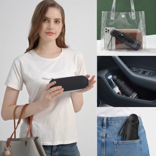 Image of BAODINI Travel Mini Umbrella for Purse with Case-Small Compact UV Umbrella Protection Sun-Lightweight Tiny Pocket Umbrella with Case for Women, Girls