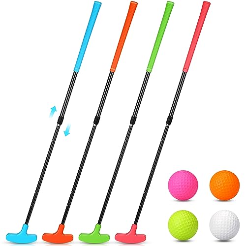 Hiboom 4 Pack Golf Putters For Men And Women Two Way Mini Golf Putter With 4 Balls Adjustable Length Kids Putter Bulk Right Or Left Handed Golfers For Children Teenager Junior(Fresh Color,4 Pack)