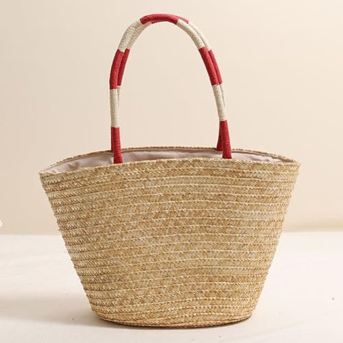 Women's Straw Shoulder Bag Large Rattan Woven Cherry Embroidered Summer Travel Beach Handbag Handmade Handle Purse3