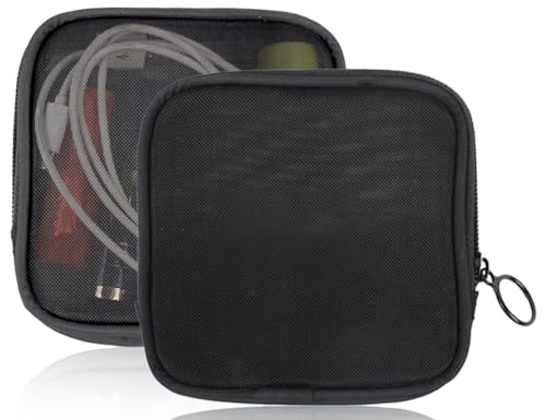 Lhbwhiz 2 Stück Kulturbeutel,Reise Transparenter Netz Reißverschluss tragbare Atmungsaktiv Nylon Aufbewahrung Kosmetiktasche,für Reisen Aufbewahrungstasc(Schwarz)