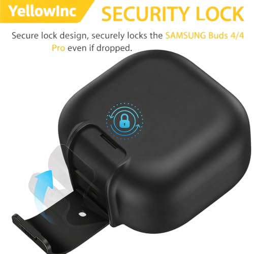 Image of Full Body Armor Case Cover for Samsung Galaxy Buds 4 and 4 Pro with Metal Keyring, Built-in Phone Stand, Locking-Switch Cover (Black, Full Body Armor)