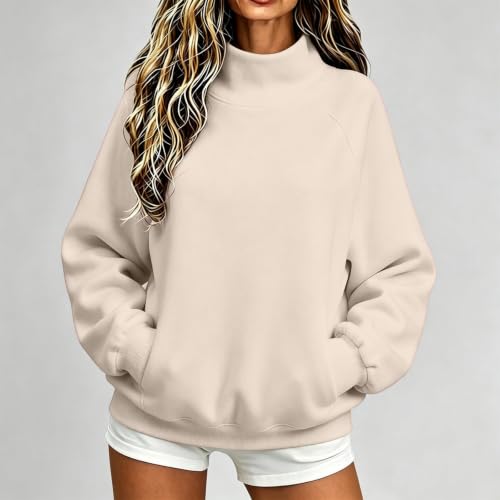 FPMLUXLL Womens Mock Neck Sweatshirt Casual Pullover Sweater with Pockets - image 3